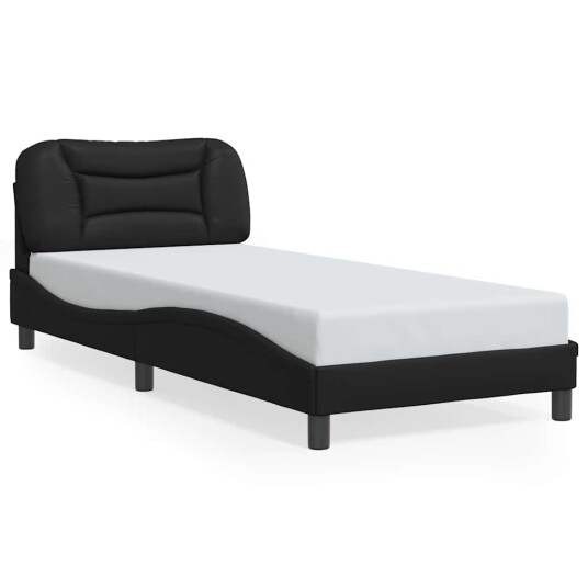 Sengeramme med LED-lys svart 90x200 cm kunstig lær 8721012356214
