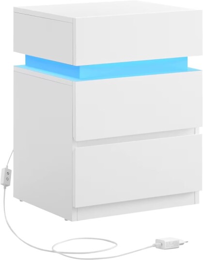 Pricenet Justerbart LED nattbord med stor lagringsplass og moderne design