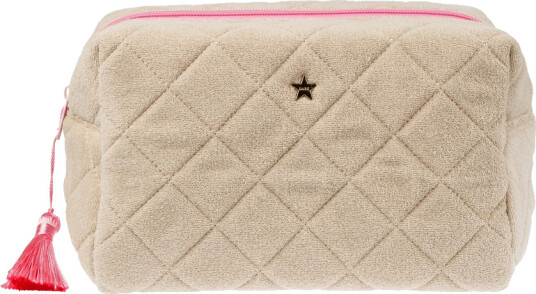 DARK Terry Quilted Make Up Pouch Large Sand & Bubblegum Pink DARK Terry Quilted Make Up Pouch Large Sand & Bubblegum Pink