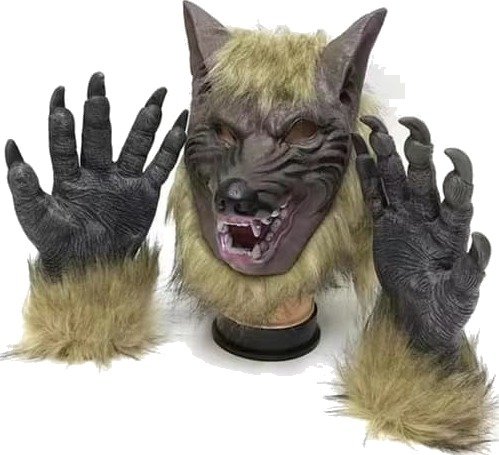 Halloween Varulv Kostymesett med Maske og Klør til Voksen 3 Deler