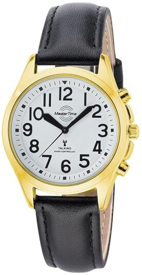 Master Time Dameklokke MTLA 10942 12L Talking Hvit/Lær Ø38 mm