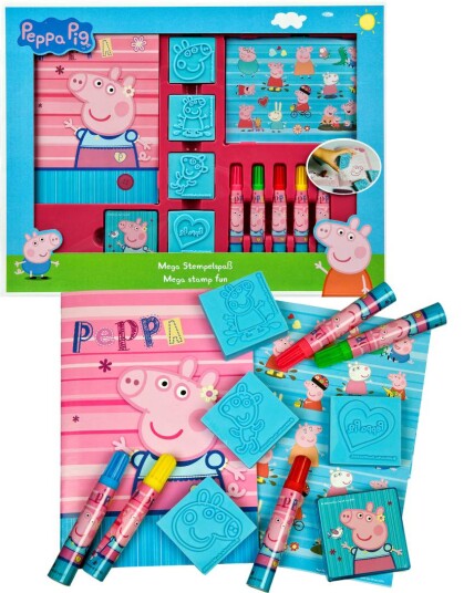 Peppa Gris Stempelsett med tusjer, notatbok og klistremerker Peppa Gris Stempelsett med tusjer, notatbok og klistremerker