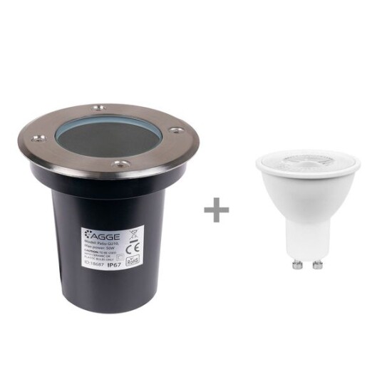 Terrasselys AGGE Patio GU10 1 stk + 7W pære 6500K