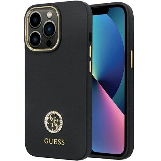 Guess Mobildeksel til iPhone 13 Pro 6,1" med MagSafe i Svart - Silikone Logo Strass 4G
