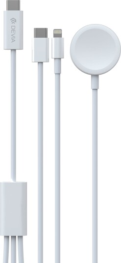Devia-Kabel 3-I-1 Smart Ea520 Usb-C Usb-C + Lynhvit Med Induksjonsmagnetisk Lader For Apple Watch