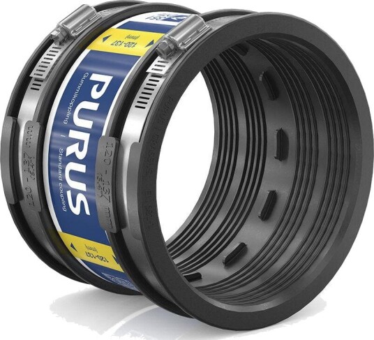 Purus 3032540 Gumminippel svart, med slangeklemmer, Innendørsavløp