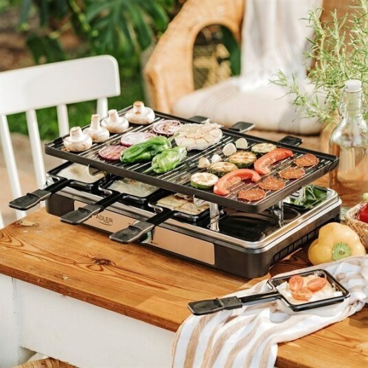 Adler  Raclette Elektrisk Grill Ad 6616 Tabell 1400 W Sort/Rustfritt Stål