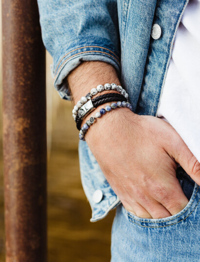 edd. Beads Bracelet 8Mm Grey S 18