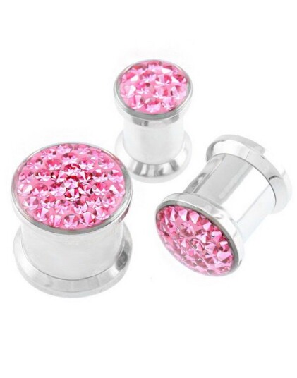 Aab Piercing Plugg Dekorert med Rosa Stener Strl 4 mm