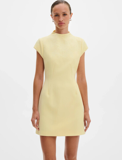 Malina Bethanny Embroidered Fitted Mini Dress - Yellow - 36 Malina Bethanny Embroidered Fitted Mini Dress - Yellow - 36