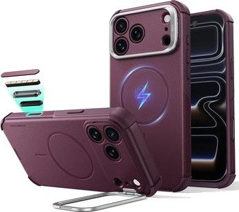 iPhone 18 Pro Max/17 Pro Max ESR Cyber Tough Kickstand MagSafe Hybrid-deksel - Dyp burgunder