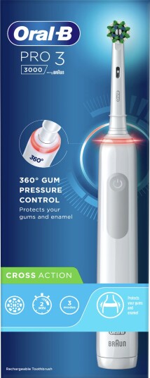 Braun Oral-B Pro 3 3000 Sensitive Clean Elektrisk tannbørste - Hvit