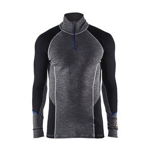Blåkläder Undertøygenser med høy hals og glidelås Warm i 100% merinoull mellomgrå/svart 4XL