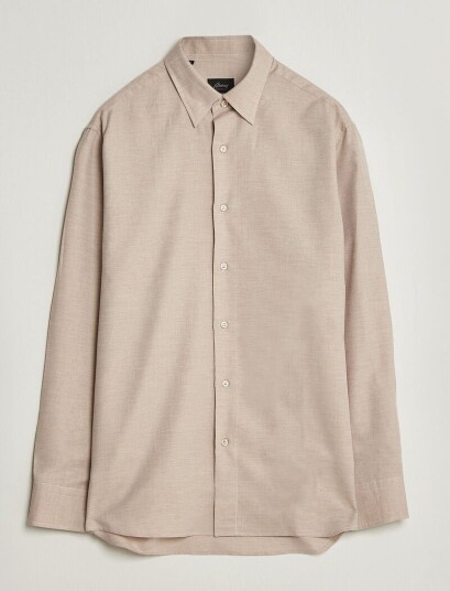 Brioni Cotton/Cashmere Flannel Shirt Beige Brioni Cotton/Cashmere Flannel Shirt Beige