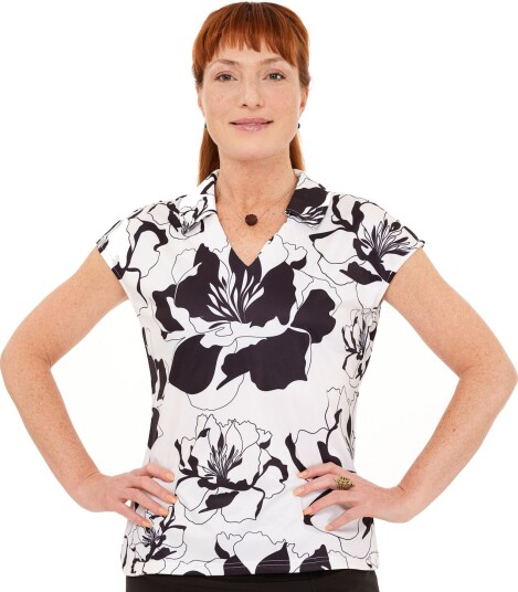 Func Factory Zara Golf pologenser dame Black Flowers (842)