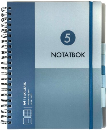 Notatbok med 5 skilleark Norli A4 blå 300 sider Notatbok med 5 skilleark Norli A4 blå 300 sider