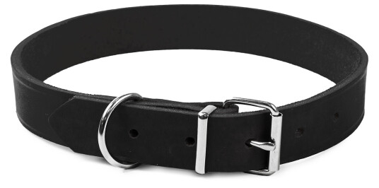 Hera justerbart lærhalsbånd for hund svart 25 mm 44-54 cm Hera justerbart lærhalsbånd for hund svart 25 mm 44-54 cm