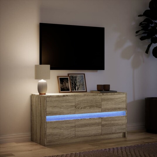 TV-benk med LED sonoma eik 100x34x50 cm konstruert tre 852217 TV-benk med LED sonoma eik 100x34x50 cm konstruert tre 852217