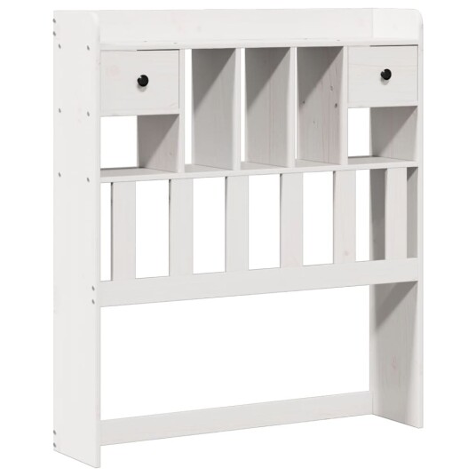 Seng med bokhylle uten madrass hvit 90x190 cm heltre furu