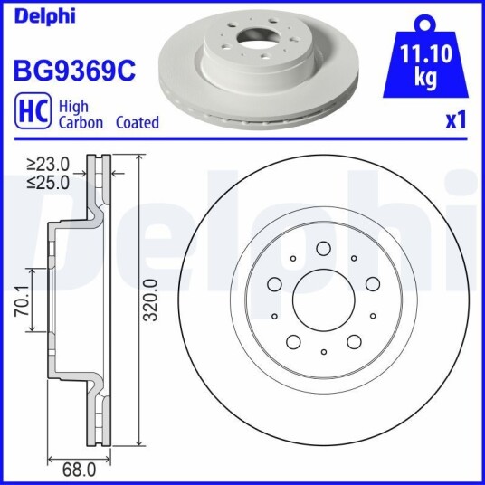 Bremseskive DELPHI BG9369C Bremseskive DELPHI BG9369C