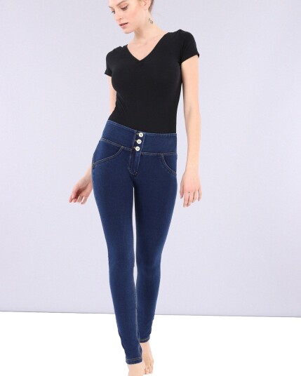 Freddy WR.UP® Skinny Mid Waist Jeans Blue w/ yellow stitch M