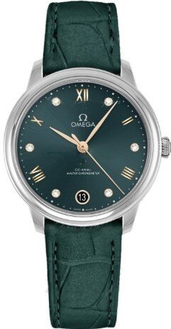 Omega Dameklokke 434.13.34.20.60.001 De Ville Prestige Grønn/Lær