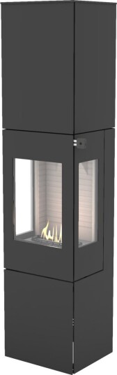 Nexo 185 svart frittstående biopeis med sideglass og ståldør