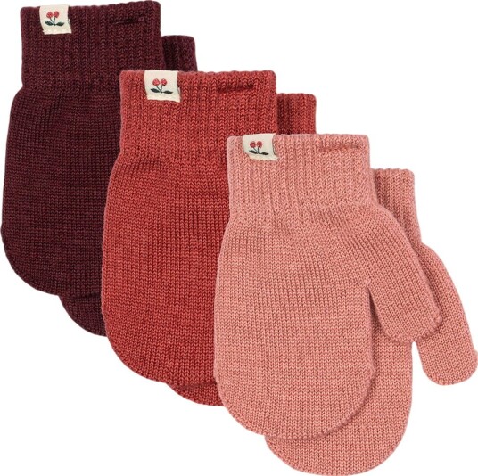 Konges Sløjd Votter   Strikk   3 pack   Filla   Rose Mix   Konges Sløjd   OneSize   Votter Bordeaux Rosa Rød