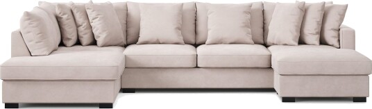 Rossita 5 seters Venstrevendt U formet Dyp Sofa med Divan og Sjeselong i Fløyel   Beige