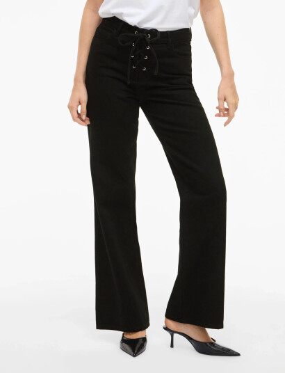 Vila Vigela Hw Tie Detail Jeans - Black - 40 Vila Vigela Hw Tie Detail Jeans - Black - 40