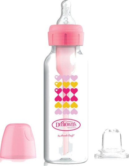 Dr. Brown's Smokkeflaske 250 ml Rosa/Klar