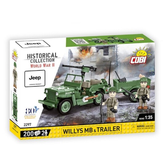 Cobi Historical Collection WWII Byggesett 200 Deler Willys MB & Trailer Cobi Historical Collection WWII Byggesett 200 Deler Willys MB & Trailer