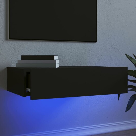 vidaXL TV-benk med LED-lys svart 60x35x15,5 cm 8721012261990