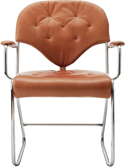 Dux - Sam Lenestol Høyde 48 Cm Skinn Naturale Camel / Vanlig 20 Krom Spisestoler Larsson Brun Lær/metall/tekstilmateriale