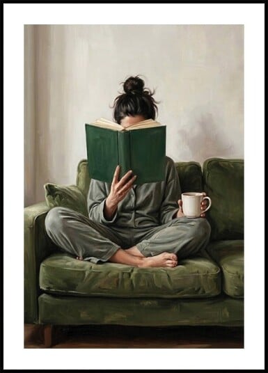 Emerald Green Woman Reading Plakat Plakat / 30x40cm Emerald Green Woman Reading Plakat Plakat / 30x40cm