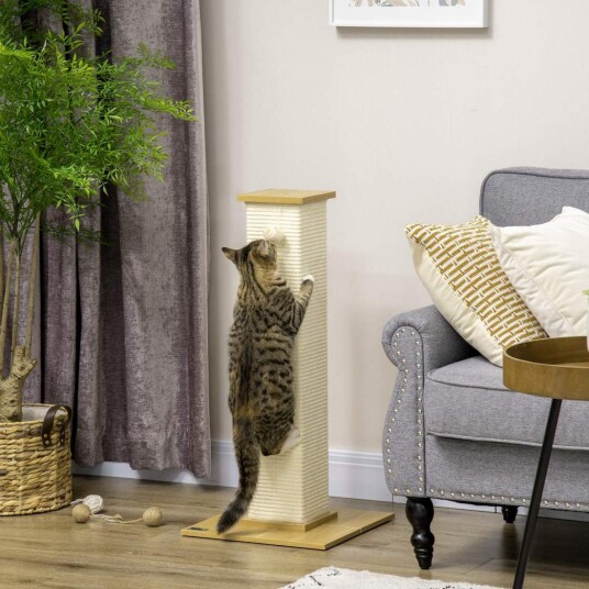 Kløestolpe For Katter 80Cm Eik/Fremehvit