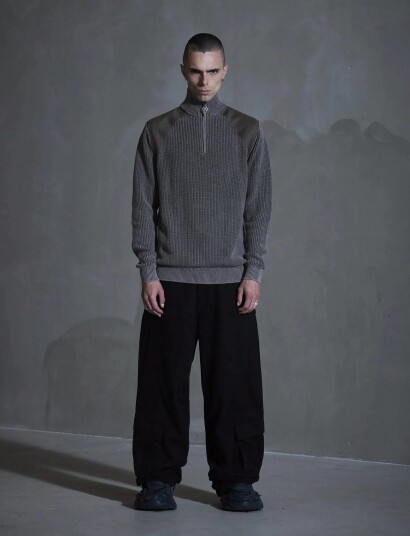 HAN Kjøbenhavn Half Zip Knit Sweater Brown XXL