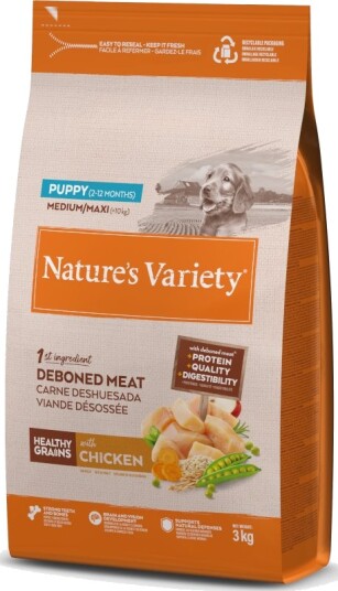 Nature’s Variety tørrfôr Puppy Nature's Variety Healthy Grains Medium Maxi kylling 3 kg
