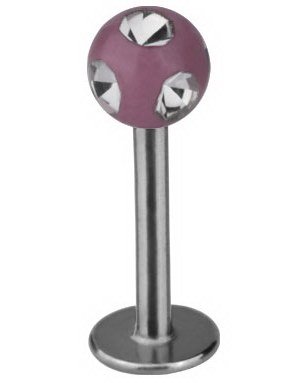 Labrett med Glitrende Rosa Kule Strl 1.2 x 8 mm med 3 mm kule