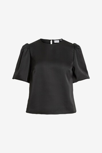 Vila - Bluse viEllette 2/4 Satin Puff Top - Svart Vila - Bluse viEllette 2/4 Satin Puff Top - Svart