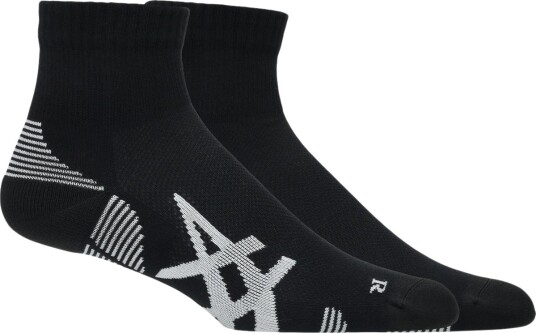 Asics 2 Pack Cushioned Run Quarter Sock Black S Asics 2 Pack Cushioned Run Quarter Sock Black S