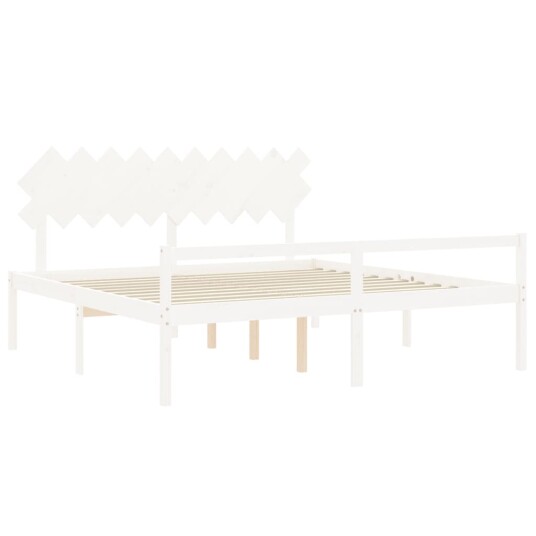 Seniorseng med hodegavl hvit 200x200 cm heltre Seniorseng med hodegavl hvit 200x200 cm heltre