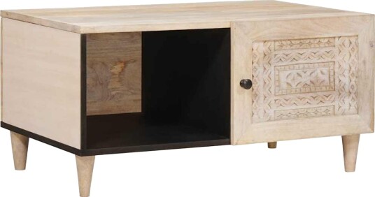vidaXL Kaffebord med hylle med dør Beige 80 x 50 x 40 cm heltre mango