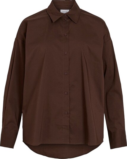 Vila Skjorte Vireyani L/S Oversized Shirt/Rc /Vo Brun