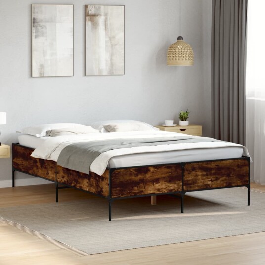 Sengeramme røkt eik 140x190 cm konstruert tre og metall 8721102609992