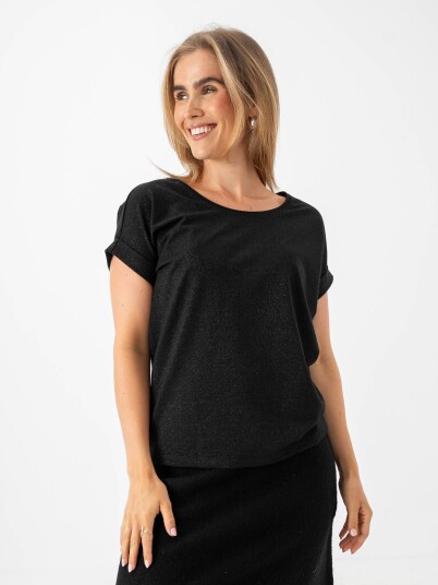Only Moster Glitter Short Sleeve Top Sort M Only Moster Glitter Short Sleeve Top Sort M