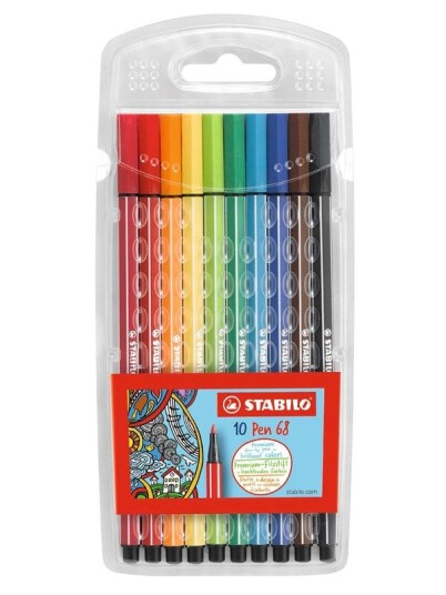 STABILO Pen 68 wallet of 10 colour pens