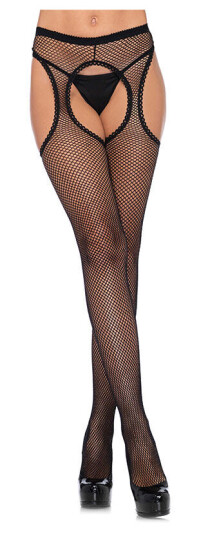Leg Avenue Scalloped Fishnet Suspender Strømpebukse One Size