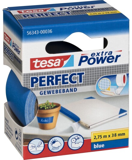 Tesa Stofftape Extra Power Perfect 2,75m x 38mm Blå