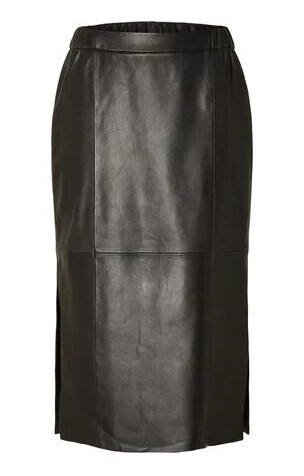 Selected Femme Fianna HW Midi Leather Skirt - Black 38 Selected Femme Fianna HW Midi Leather Skirt - Black 38